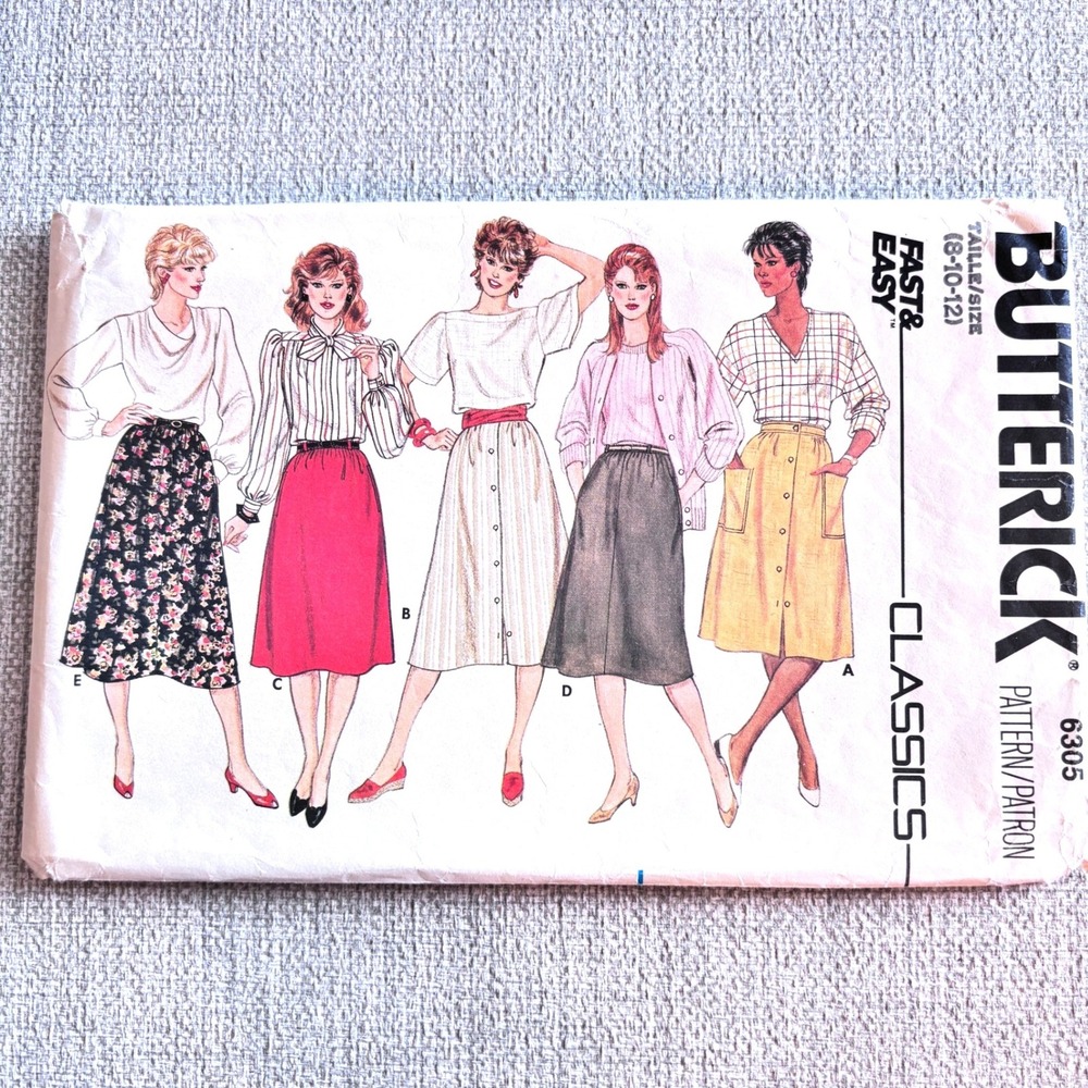 Butterick 6305 Fast Easy Classic Midi Skirts Sz 8-12 Elevated Basics Minimalist